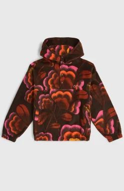 EnfantsSweat à capuche et col demi-zip Superfleece| Brun