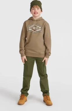 EnfantsSweat à capuche Front Print| Brun