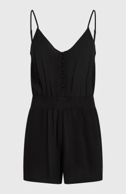 FemmesCombishort boutonnée à fines bretelles| Noire