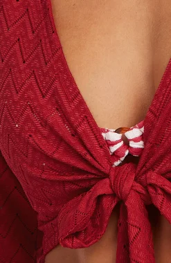 FemmesT-shirt manches longues noué O'Riginals| Rouge