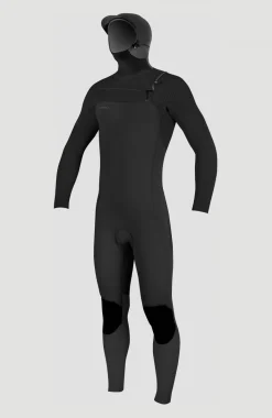 HommesHyperfreak Plus 5/4mm Chest Zip Full Wetsuit w/Hood| Noire