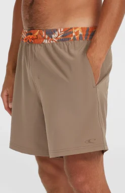 HommesShort de bain Pocket Print 16| Brun