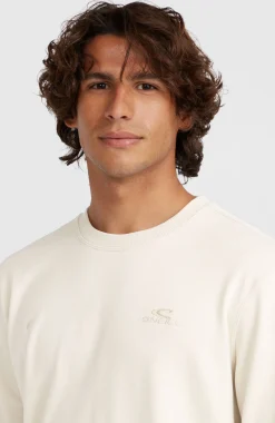HommesSweatshirt à col rond Small Logo| Beige