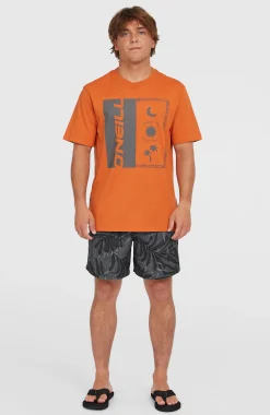 HommesT-shirt Front Print| Orange