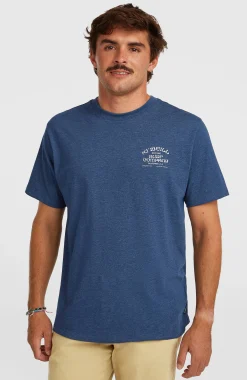 HommesT-shirt Melange Chest-Print| Bleu