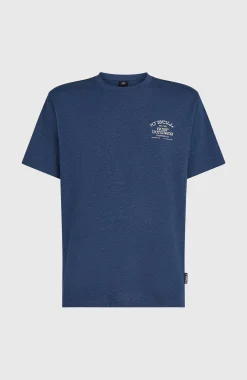 HommesT-shirt Melange Chest-Print| Bleu