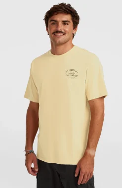 HommesT-shirt Melange Chest-Print| Beige
