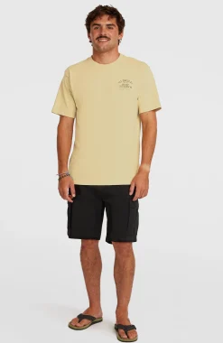HommesT-shirt Melange Chest-Print| Beige