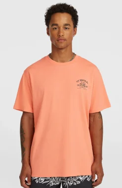 HommesT-shirt Melange Chest-Print| Orange