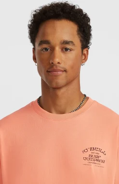 HommesT-shirt Melange Chest-Print| Orange