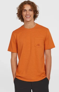 HommesT-shirt Slub Chest Pocket| Orange