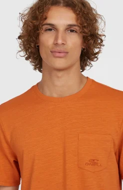 HommesT-shirt Slub Chest Pocket| Orange